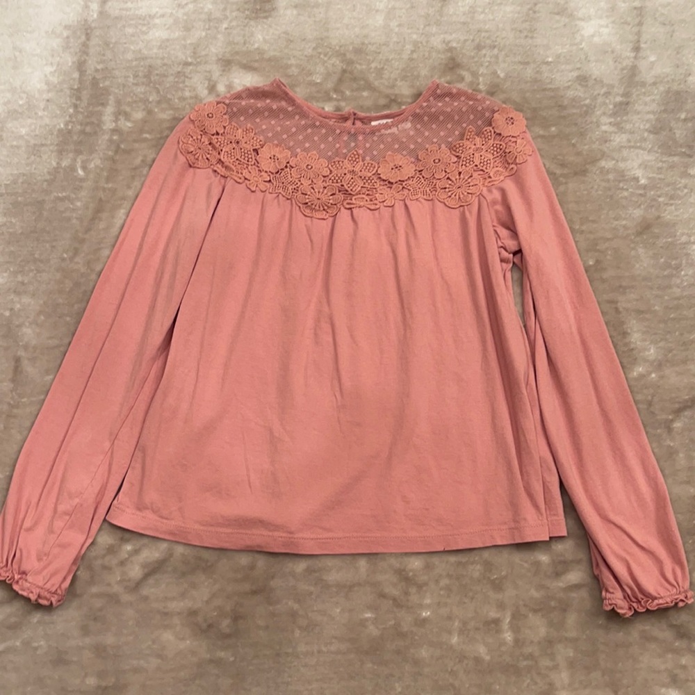 Girl’s Gap Pink Lace Trim Top Size XL